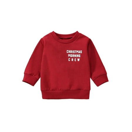 

Genuiskids Toddler Baby Christmas Pullover Girl Boy Crewneck Sweatshirt Letter Print Long Sleeve Sweater Shirt Fall Clothes 6M-5T