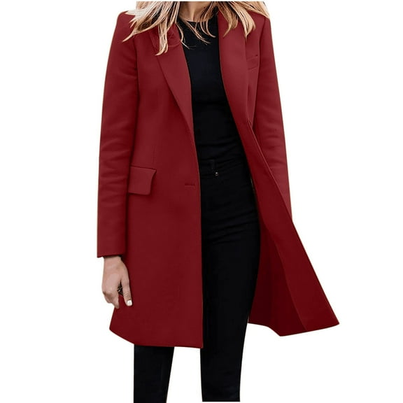 Niaviben Pea Coat Women Double Breasted Coat Women Long Womens Coat Ladies Jackets Winter Jackets Womens Coat Women Coats Red XL