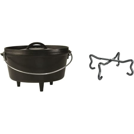 

Cast Iron Deep Camp Dutch Oven Pre-Seasoned 5-Quart & A5-11 4-in-1 Camp Dutch Oven Tool 10.82 Black