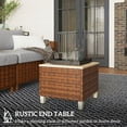 thumbnail image 3 of Outsunny PE Rattan Outdoor Side Table, Patio End Table with Wood Top, Brown, 3 of 9