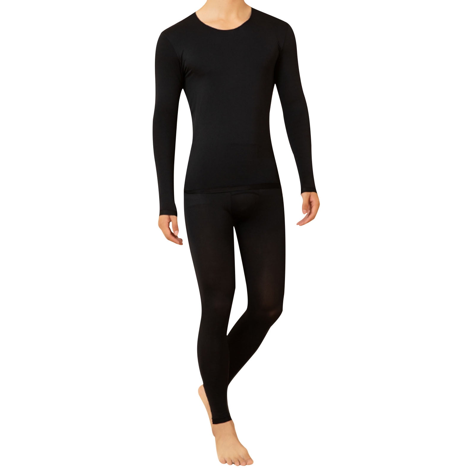 Ceisia Men Thin Thermal Underwear Set Long Sleeve Top And Long Pants Base Layer For All Seasons Black XL Gift