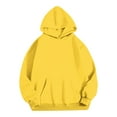 thumbnail image 3 of Brondbend Sweatsuit Set Women Women's Sweatshirts Hoodies Long Sleeved Pocket Pullover Solid Stretchy Waist Jogger Outfits Comfortable Loose Tracksuits Running Fall Winter Sets Yellow, 3 of 5