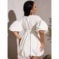 thumbnail image 2 of Vestido WDIRARA para mujer, cuello en V profundo, manga abullonada, blanco, XXS, 2 of 6