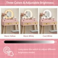 thumbnail image 7 of Brafabhome Boho Vanity Table Set with Adjustable Lighted Mirror and Stool, Modern Dressing Table Set with Drawers and Storage Shelves for Makeup Room Bedroom | Pink, 7 of 7