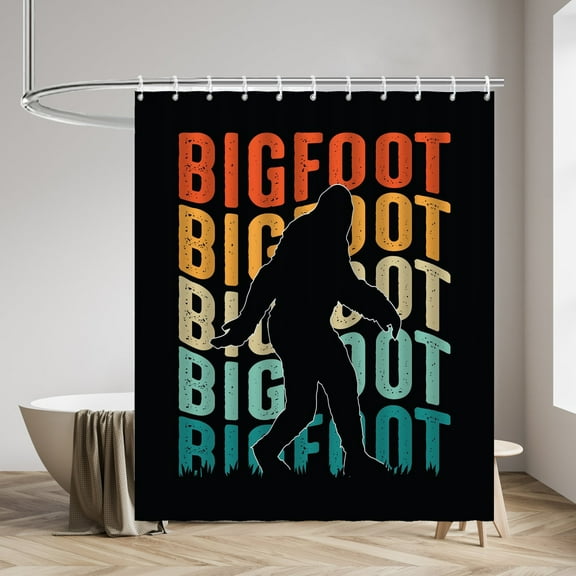 Bigfoot Shower Curtains Colorful Bigfoot Waterproof Bathroom Curtains with Hooks, Unique Colorful Bigfoot Words Themed Bathroom Decor