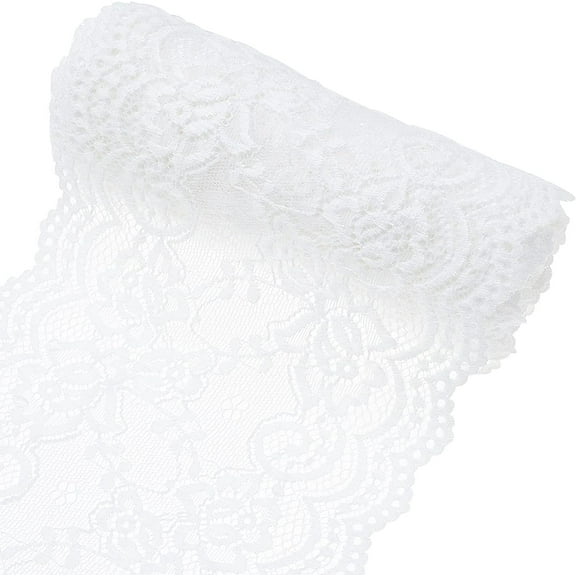 5 Yards Lace Roll White Cotton Lace Trim Fabric 6.9 Wide for Dress Tablecloth Hair Band Wedding Festival Event Decorations