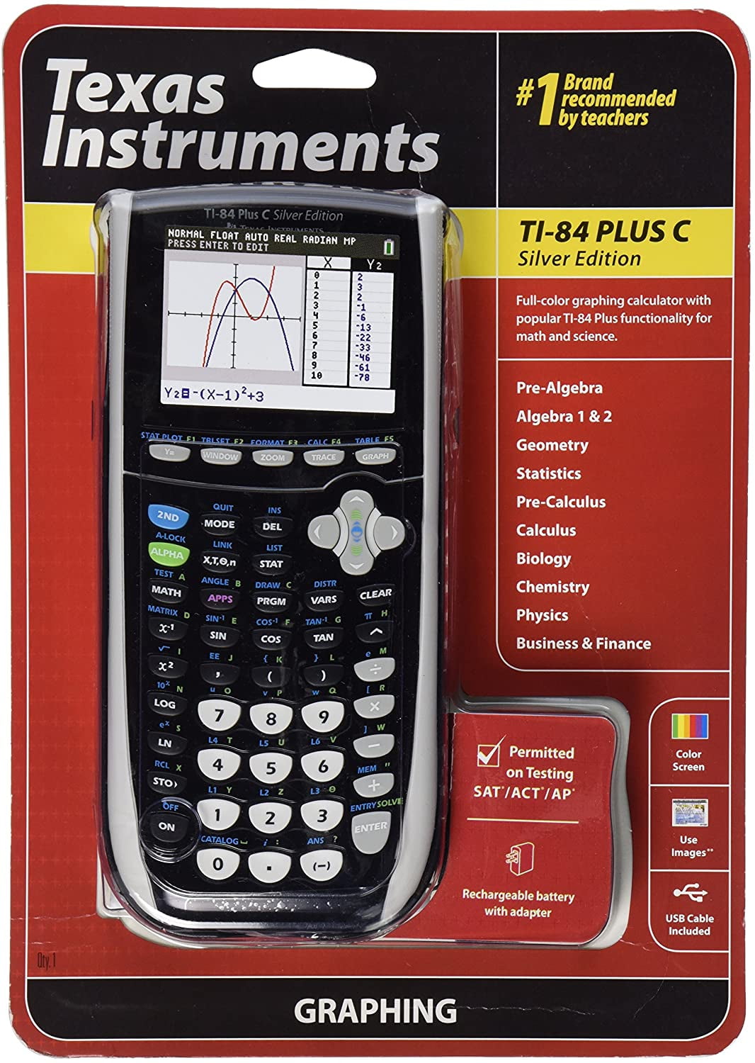 鍔 zoeken Ordelijk Texas Instruments TI-84 Plus C Silver Edition Graphing Calculator, Black -  Walmart.com