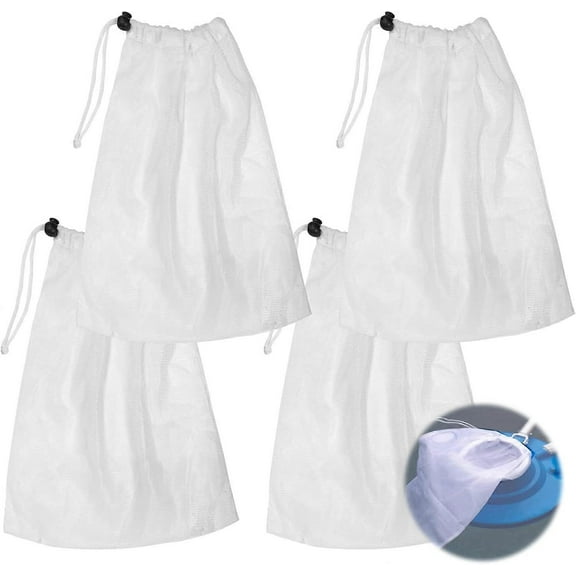 4 Pcs Pool Cleaning Bags, Fine Mesh Filter Bags for Pool Vacuum, Mesh Bags with Pull and Lock Cord for Pool Leaf Cleaning