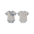 thumbnail image 2 of Gupgi Justaucorps Rayé pour Bébé Garçon 0-12 m, Manches Courtes, Col Rond, Combinaison Côtelée Décontractée, 2 of 9