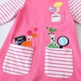 thumbnail image 5 of HILEELANG toddle Girls Long sleeved Dresses Christmas Casual Winter Cotton Casual Cute Party Cartoon Striped printing Pattern Dress 3Y, 5 of 7
