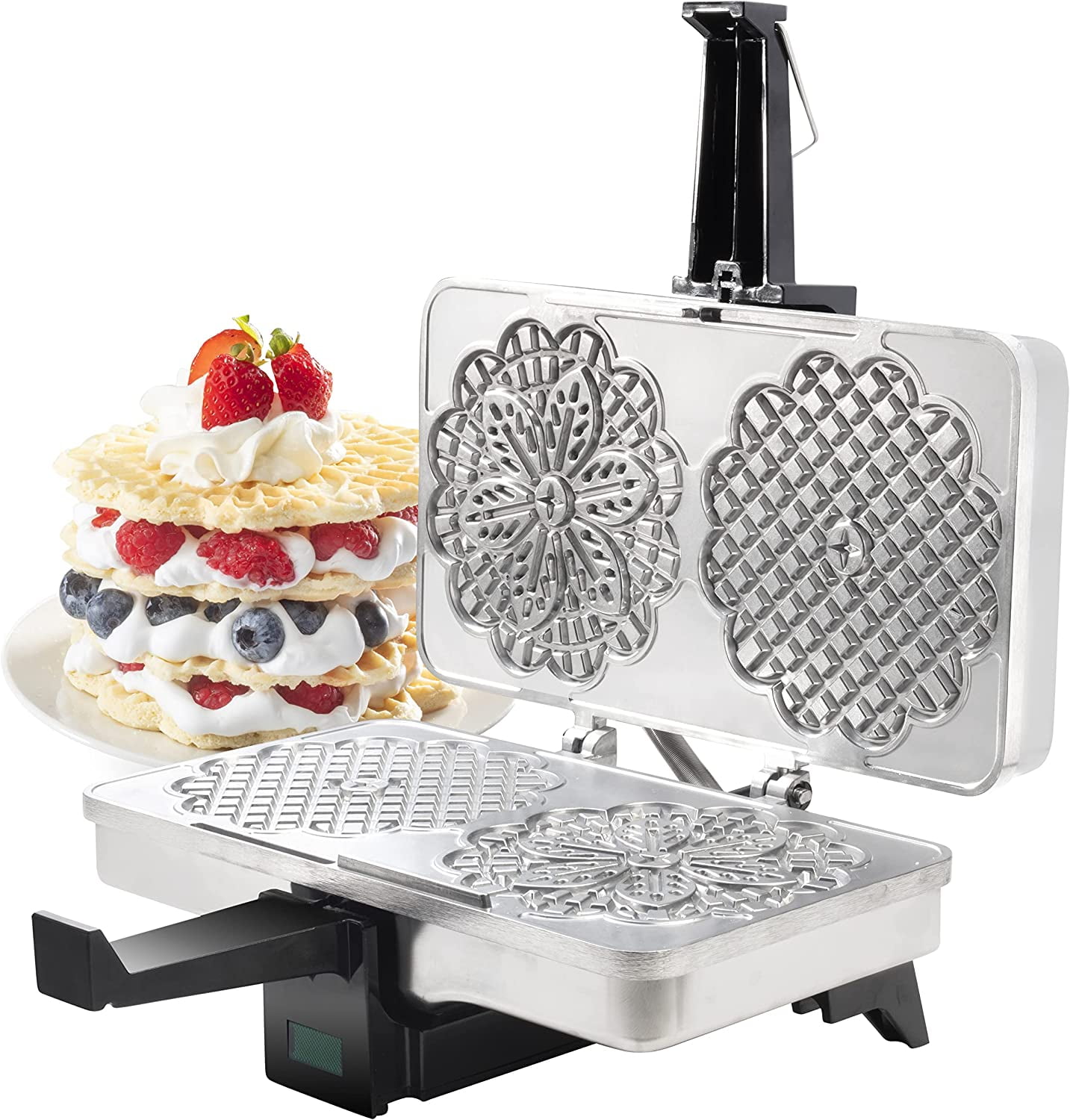 CucinaPro Piccolo Pizzelle Baker - Electric Press Makes 4 Mini Cookies at  Once, Grey Nonstick Interior For Fast Cleanup, Must Have Gift or Treat for