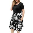 thumbnail image 2 of VERABENDI Women's Plus Size Dresses Short Sleeve Crew Neck Pleated Swing Dress with Pockets (L-4XL), 2 of 6