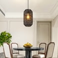 thumbnail image 3 of Cinkeda Plug in Black Pendant Light Dimmable Rattan Hanging Lamp for Kitchen Island Living Room Bedroom,LED Bulb Included, 3 of 6