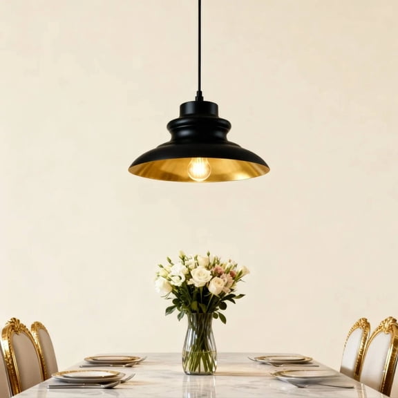 Modern Pendant Light with Adjustable Length, Black Gold Rust Resistant Finish for Kitchen Island Dining Room
