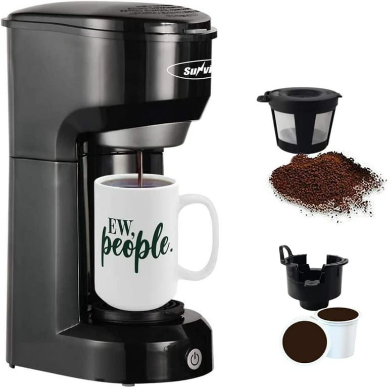  Famiworths Single Serve Coffee Maker for K Cup & Ground Coffee,  With Bold Brew, One Cup Coffee Maker, 6 to 14 oz. Brew Sizes, Fits Travel  Mug, Classic Black: Home 