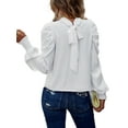 thumbnail image 4 of MAWCLOS Femmes Élégantes Col Rond Tops Dailywear Pull Plissé Blanc M, 4 of 4