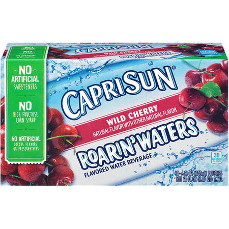 (4 Pack) Capri Sun Roarin Waters Juice Drink, Wild Cherry, 6 Fl Oz, 10