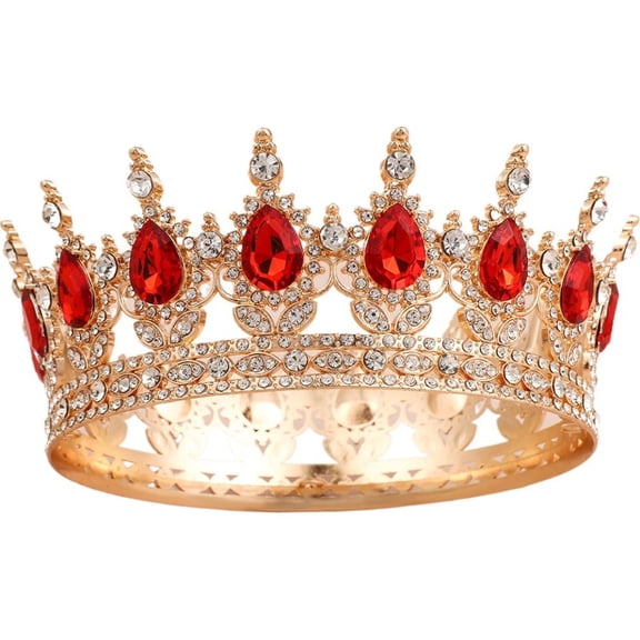 Generic Blue Queen Crown for Women, Beautiful Large Crown Cake Decoration, Crystal Tiara for Women Rhinestone Wedding Headband for Bride Hair Accessories for Costume Birthday Party Prom Gifts