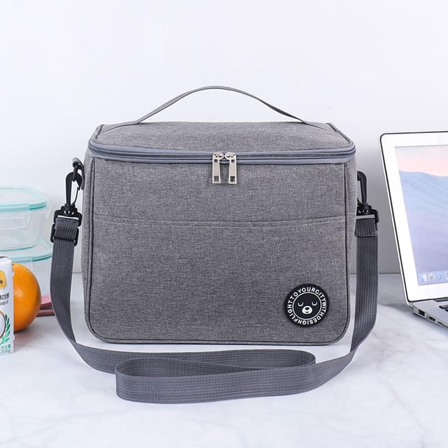 Bolsa de almuerzo térmica aislada portátil Impermeable capacidad Tela Oxford Aislamiento Tote para picnic Pesca Vacaciones Adultos Gris Macarena Bolso de almuerzo