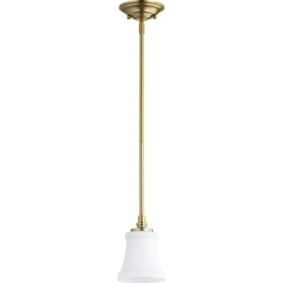 Palmerston Broadway 1 Light Pendant in Bailey Street Home Home Collection Style 5.25 inches Wide By 7 inches High-Aged Brass Finish-Satin Opal Glass