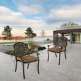 thumbnail image 4 of VIVIJASON 2-Piece Outdoor Cast Aluminum Cushioned Chairs, Patio Armrest Dining Chairs with Seat Cushions for Garden, Poolside, Backyard, Antique Bronze, 4 of 7