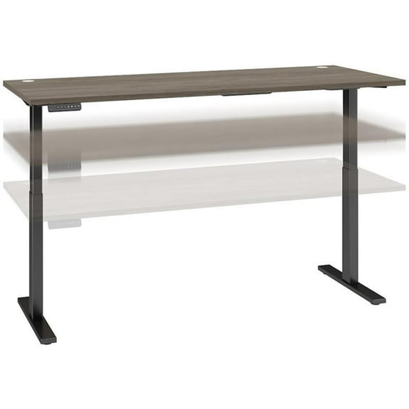 Pemberly Row 72W x 30D Adjustable Desk in Modern Hickory - Engineered Wood