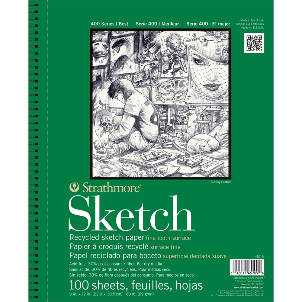 sketchbook pad A4 40 page 170gsm acid free cartridge paper hardback landscape 