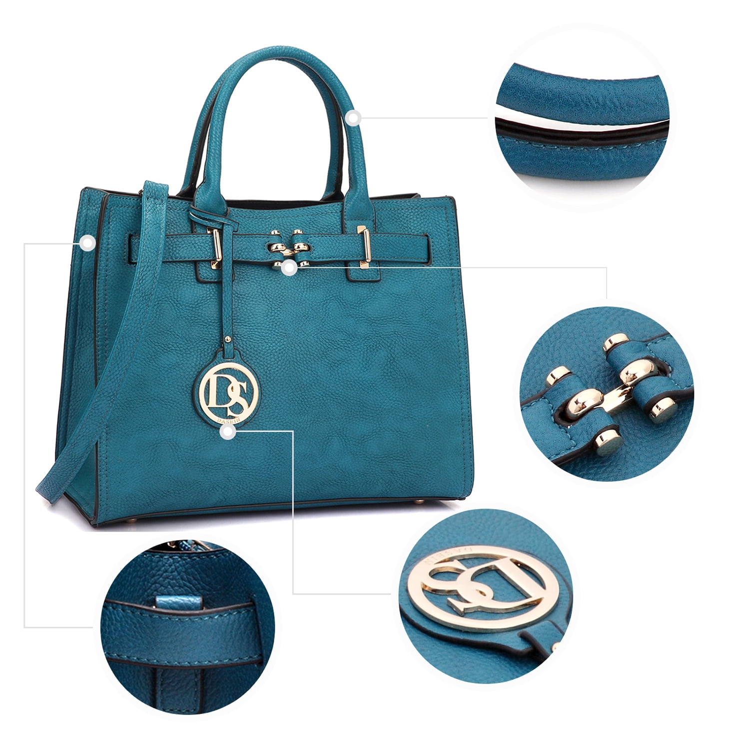 Dasein Women Satchel Purses Handbags Belted top-Handle Work Tote Shoulder Bags with Long Strap