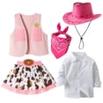 thumbnail image 3 of mgoYE Cowgirl Outfit for Girls Toddler Western Outfit with Hat and Bandanna Set(Light Pink,2-3 Years), 3 of 8