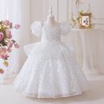 thumbnail image 6 of LEKWK Girls Princess Dress Sequin Puff Short Sleeve Sheer Mesh Tiered Pageant Gown Embroidery Ruffle Cute Dress for Flower Girl Wedding Birthday Party 3-14Y, 6 of 8