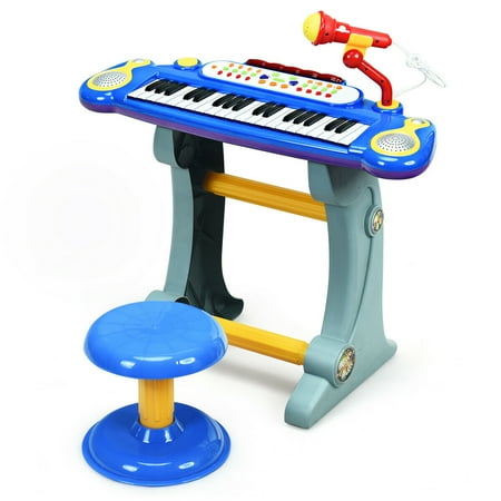 Gymax 37 Key Electronic Keyboard Kids Toy Piano MP3 Input w/ Microphone & Stool Blue price history on PriceWatchPro
