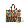 thumbnail image 7 of FORMRS Womens Corduroy Tote Bag Crossbody Shoulder Handbag with Pocket, Red Colorful Flowers with Dots, 7 of 7