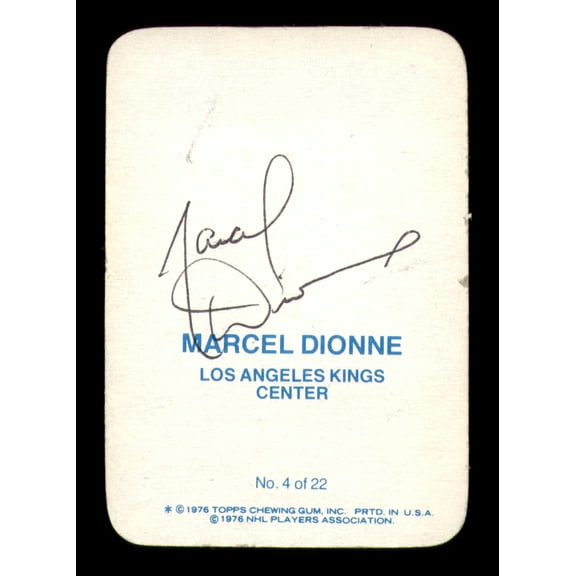 Marcel Dionne Autographed 1976-77 Topps Glossy Card #4 Los Angeles Kings (Signed on Back) SKU #251662
