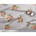 thumbnail image 3 of Soimoi Gray Heavy Canvas Fabric Dot & Grandiflora Roses Floral Print Fabric by the Yard 58 Inch Wide, 3 of 3