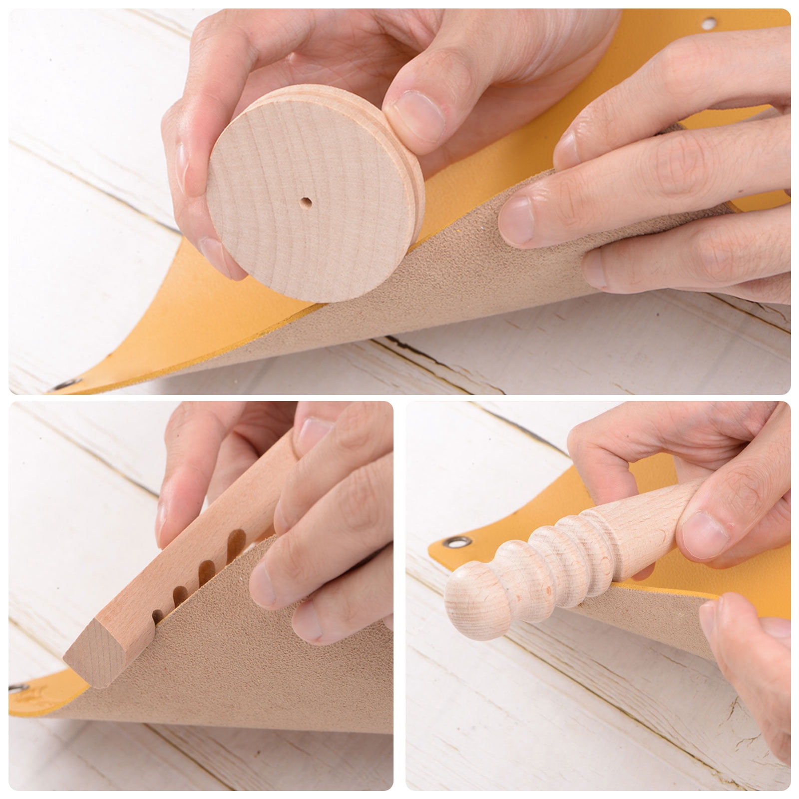 Uxcell Leather Knife Set, Edge Bevelers Cutting Knife Groover 3pcs Wood Burnisher Tool