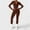 Brown, variant on Pyhlmscde One Piece Workout Outfit for Women Long Sleeve Zip Up Bodycon Jumpsuit