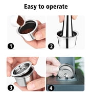 i Cafilas Refillable Coffe Pods Reusable Stainless Steel Coffee Capsules Compatible with K Fee Brewers (2 reusable coffee pod+1 stainless steel tamper)