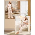 thumbnail image 6 of Womens Satin Pajama Sets Short Sleeve Silk Pajamas with Pants V-Neck Satin Sleepwear Set for Women 2 Piece Soft Pajama Loungewear Sets for Females, S-XXL, 6 of 12