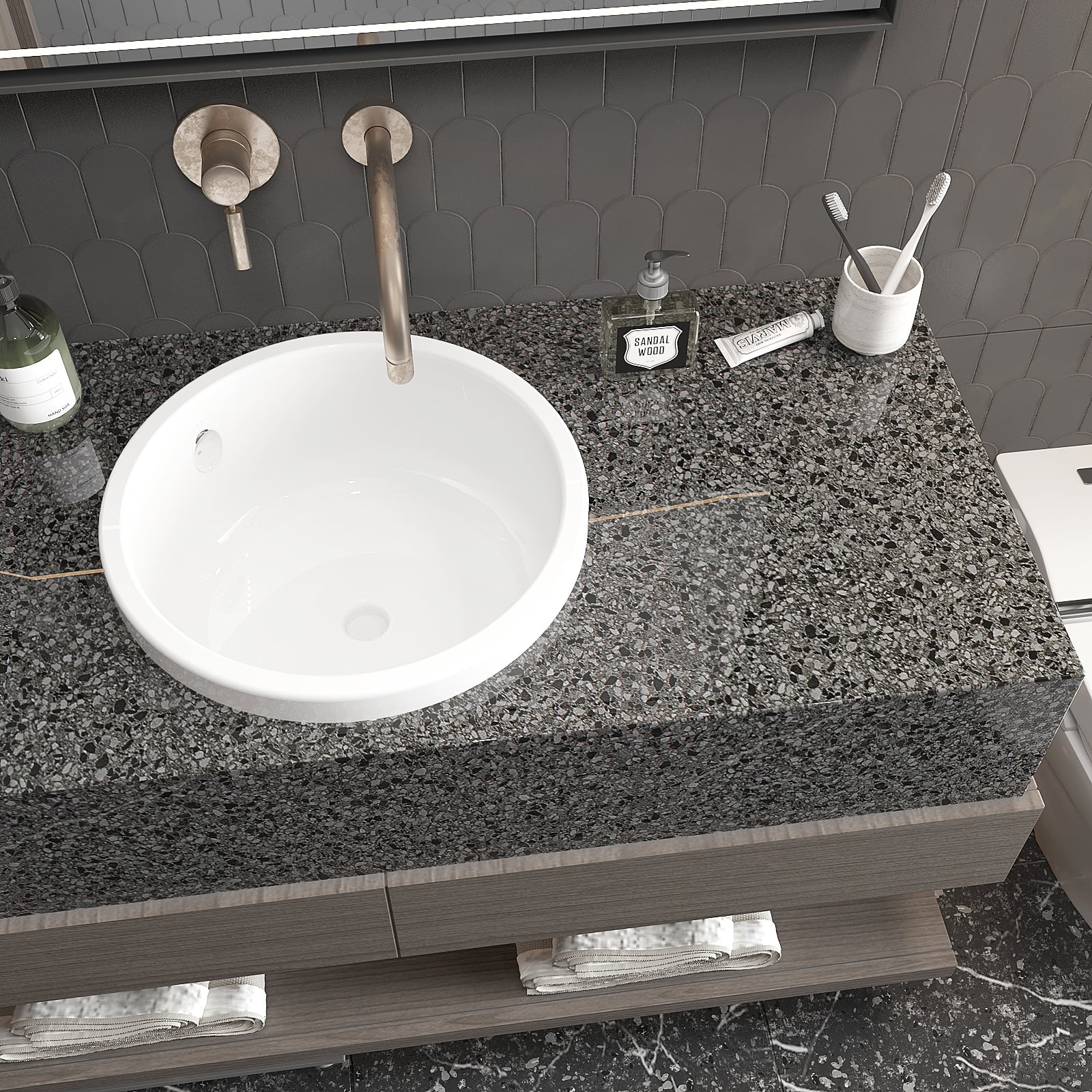 VEELIKE Black Granite Peel and Stick Countertops Contact Paper Waterproof Removable Marble Contact Paper for Countertops Self Adhesive Black Wallpaper Vinyl Roll for Kitchen Cabinets 15.7"x354"