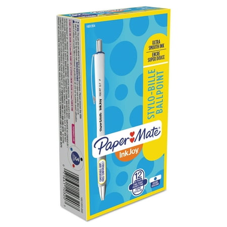 - Paper Mate InkJoy 700 RT Retractable Ballpoint Pen, 0.7mm, Blue Ink, White Barrel, Dozen