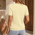 thumbnail image 6 of AHTJRT Women's Sweater Short Sleeve V Neck Lightweight Cable Knit Spring Summer Breathable Work Business Casual Pullover Tops Yellow L, 6 of 7