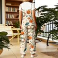 thumbnail image 4 of Halloween Jumpsuits for Women Linen Spaghetti Straps Wide Leg Overalls Floral Print Long Rompers, 4 of 6