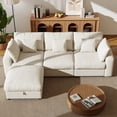 thumbnail image 2 of BedLuxury 110" Large Modular Sectional Cloud Sofa with Removable Storage Ottoman, Extra Deep Seat Couch, Living Room Furniture, Chenille Beige, 2 of 11
