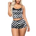 thumbnail image 1 of Arvbitana Women 2Pcs Velvet Sleepwear Sets Heart / Butterfly Print Sleeveless Backless Camisole + Pattern Print Shorts Summer Pajamas Outfits, 1 of 9