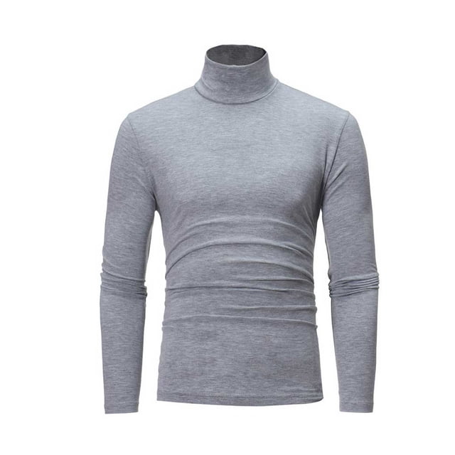 Minnieouse Ropa interior térmica para hombre, Tops de cuello alto, jersey de manga larga de Color sólido, ropa interior de oficina para otoño e invierno, Camisetas Gris claro Minnieouse AP013729-04