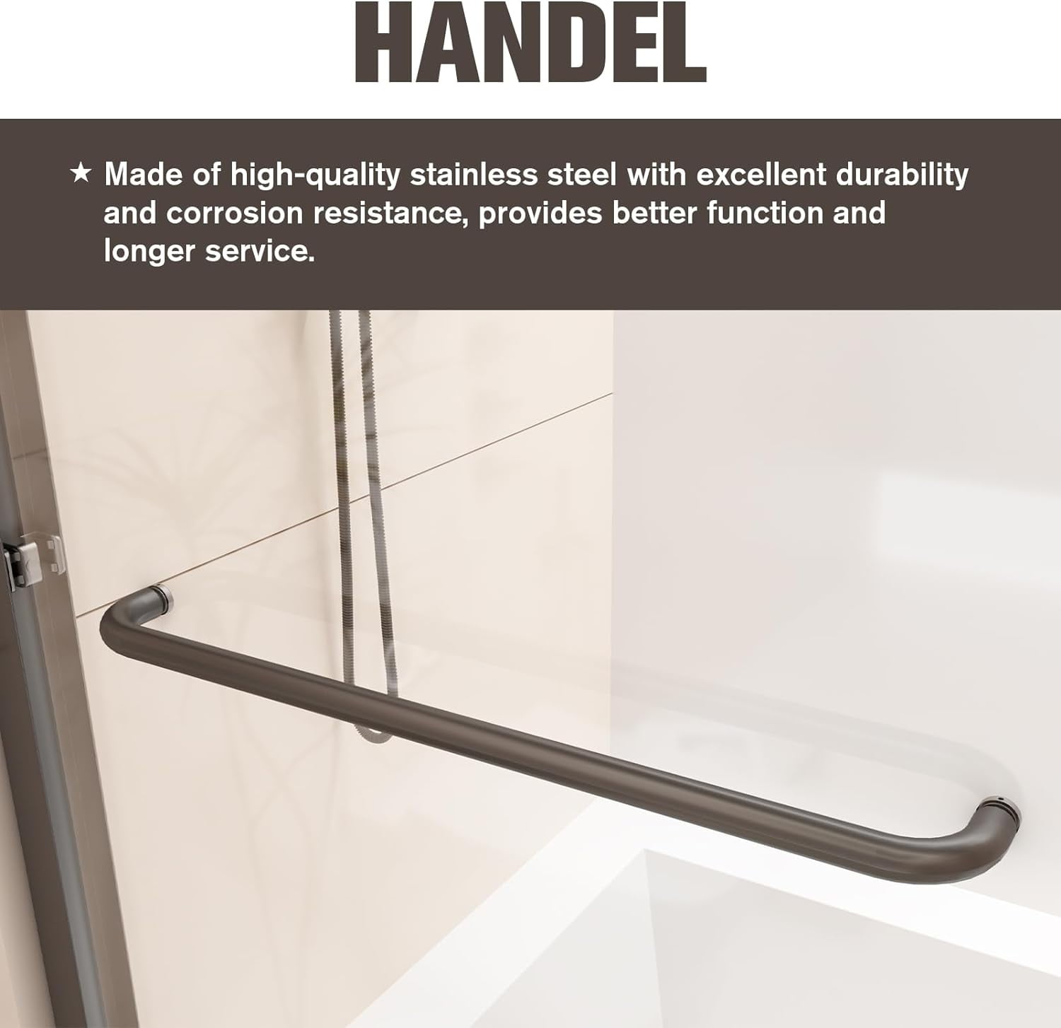 56-60" W x 58" H Bathtub Shower Door, Double Sliding Semi-Frameless Tub Shower Door with Premium 1/4 Inch (6mm) Thick SGCC Tampered Glass, Explosion-Proof Film, Matte Black