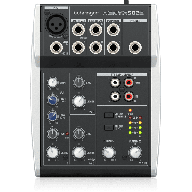 Behringer Xenyx 502S Mezclador de transmisión analógica de 5 canales