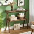 thumbnail image 5 of 2-Tier Modern Coffee Table, Wood Farmhouse Rustic Center Table with Open Shelves and 4 Legs, Lightweight Beside Table for Small Space, Living Room, Bedroom, Dark Brown, 5 of 6