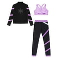 thumbnail image 4 of YONGHS Kids Girls Sport Dance Outfits Crop Tank Tops Zipper Jackets Sweatshirts with Athletic Leggings Set Lavender 10, 4 of 5