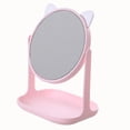 thumbnail image 1 of Espejo de maquillaje HUOGUO con forma de oreja de gato con capacidad de rotación de 360°, color rosa, 1 of 5